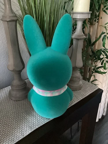 Way To Celebrate Flocked Bright Green Bunny 16” - Picture 3 of 6