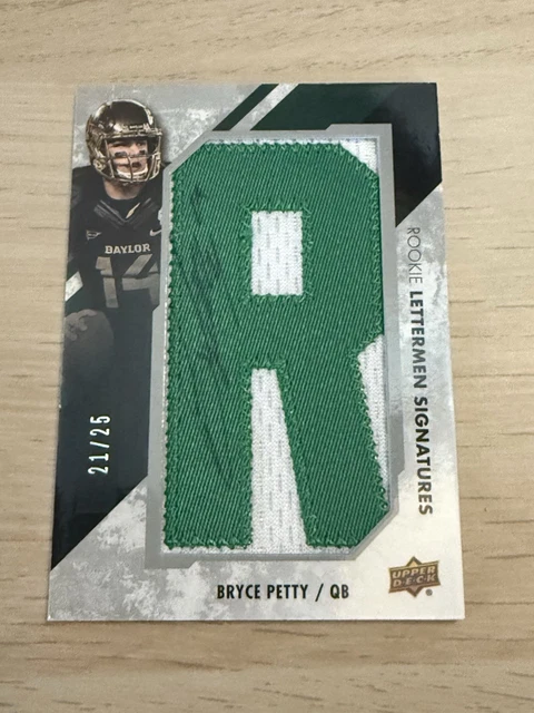 2015 Upper Deck Lettermen Rookie Patch Auto Bryce Petty 21/25 Baylor Bears
