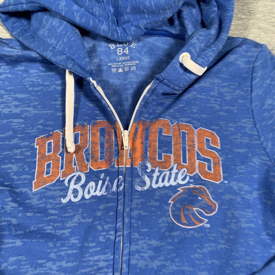 Boise State Broncos Hoodie Womens Large Football Full Zip Sweatshirt Blue 84 - Image 4 of 4
