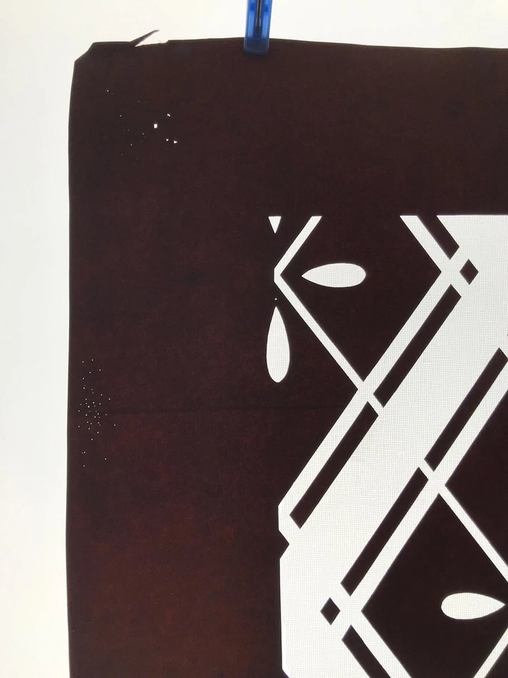 Antique Japanese Katagami Kimono Paper Stencil Katazome Hishi Flowers 4Y614 - Image 2 of 4