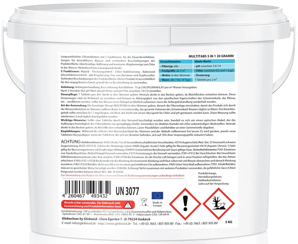 Pool Multitabs 5 in 1 - 20g - Pool Chlor - Chlortabletten für Pool - 5 kg - Bild 3 von 3