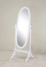 Traditional Queen Anna Style Wood Floor Cheval Mirror, White