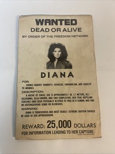 Diana Wanted: Dead or Alive poster V-1985 TV Series- 11" X 17" RARE, Vintage