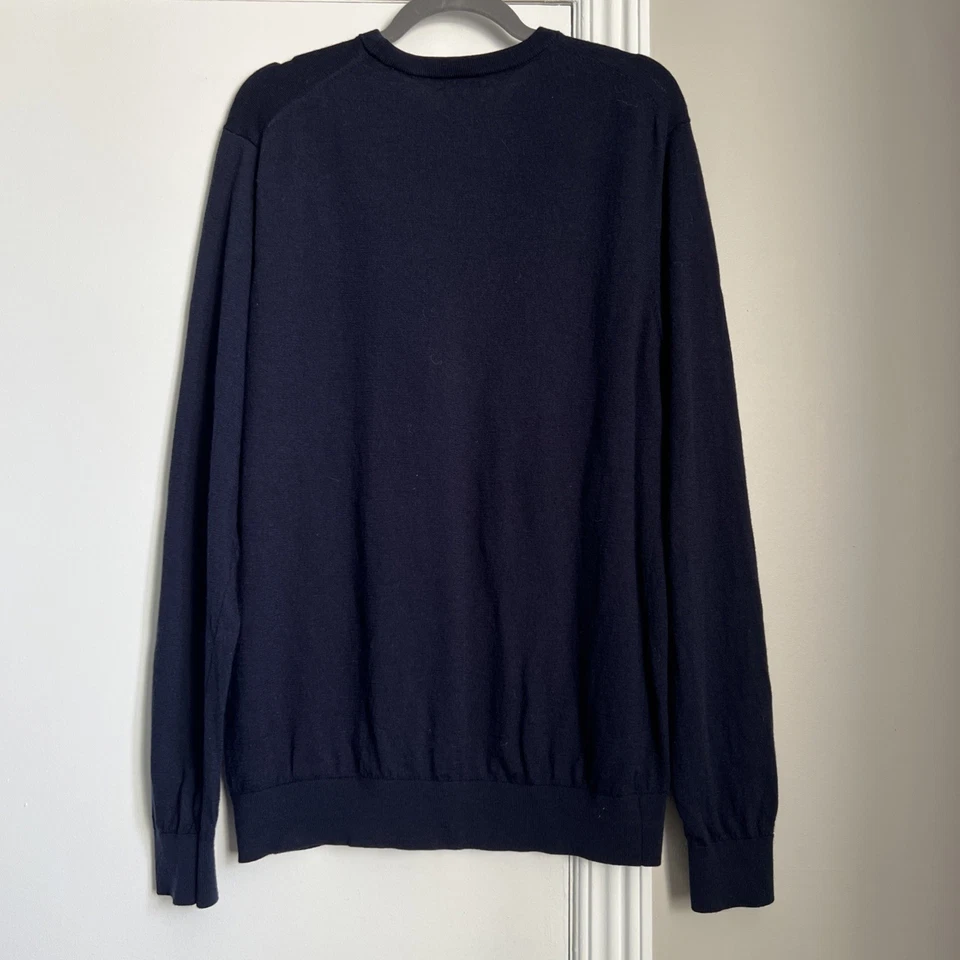 SCOTCH & SODA 毛衣男式 XL 海军蓝 100% 美利奴羊毛套衫经典 VGUC — 第 2/4 张图片