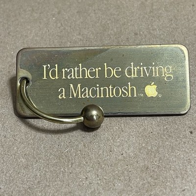Vintage I d Rather Be Driving A Macintosh Apple Computer Keychain 1980s Metal