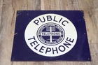 Rare Vintage Original Double Sided Porcelain General Public Telephone 24X20 Sign
