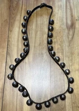 VINTAGE HORSE SLEIGH BELLS 7 FT LONG LEATHER STRAP WITH 30 BELLS GOOD CONDITION