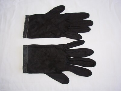 Schwarze Dünne Handschuhe M Lederkante G017