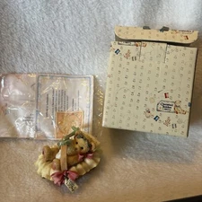 Cherished Teddies Beary Christmas Baby in Basket 1994 Figurine Enesco