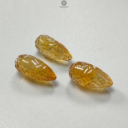 Juego de 3 lágrimas de piedras preciosas de citrino amarillo natural 81,30 quilates talla 26 mm - 27 mm - Imagen 2 de 5
