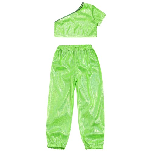 Girls Outfits Kids Set Elastic Waistband Costume Stretchy Pants 2pcs Crop Top - Picture 42 of 66