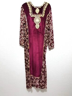 Abaya Robe Maxi de Soirée Jellabiya Jellaba Hijab en Velours D'Hiver L - 3XL - Photo 1/3