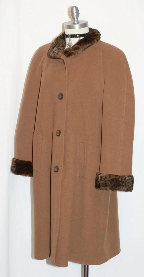 ШЕРСТЬ + КАШЕМИР ~ сделано в Италии коричневый женщин платье длинный качели пальто 20 XL - Изображение 3 из 4