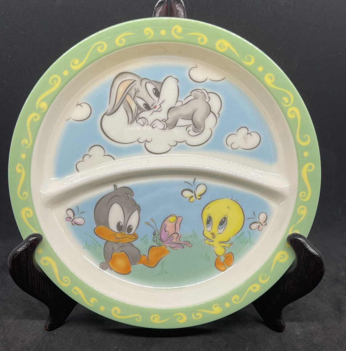 Zak Designs Looney Tunes Baby Daffy Tweety Bugs Bunny Kid Plate Divided 1998