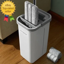 Mop and Bucket with Wringer Set Hands Free Flat Floor Mop and Bucket with 3 Wash
