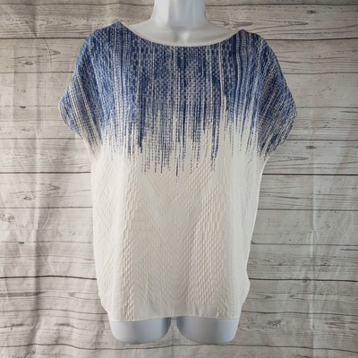 Zara Womens Top Sz Small BLue White Textured | eBay