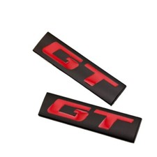 2pcs Metal Black Red Gt Letter Emblem Grand Tourer Sport Badge Car Sticker