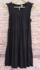 Old Navy Linen Blend Tiered Dress Small Black