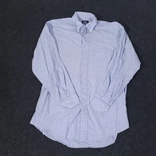 Vintage Brooks Brothers Button Down Shirt Mens Medium Blue Check Sport Cotton