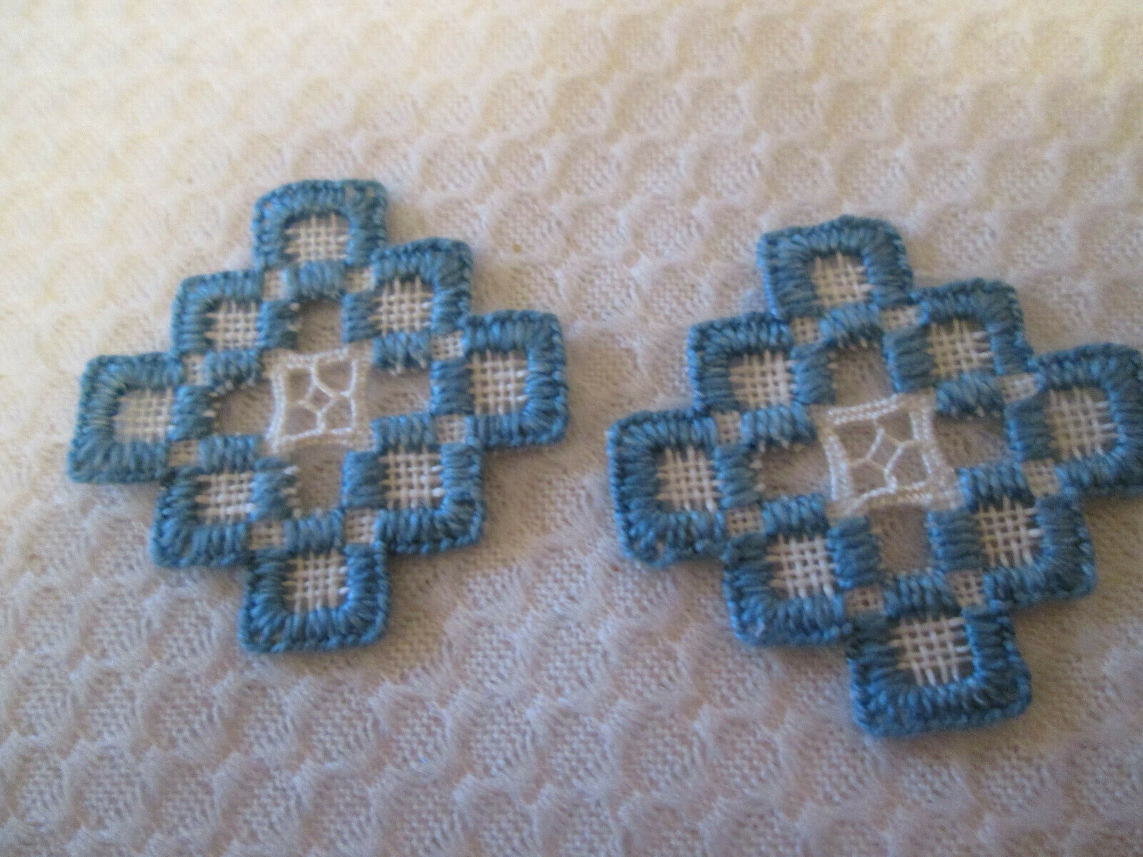 2 pcs Finally popular brand El Paso Mall Hardanger Doll House Norwegian Blue Doilies Embroidery W