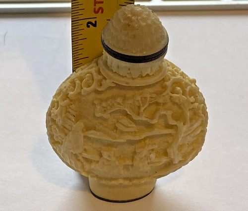 Vintage Asian Netsuke Snuff Bottle Hand Carved Signed With Top Free P+P - Picture 10 of 10