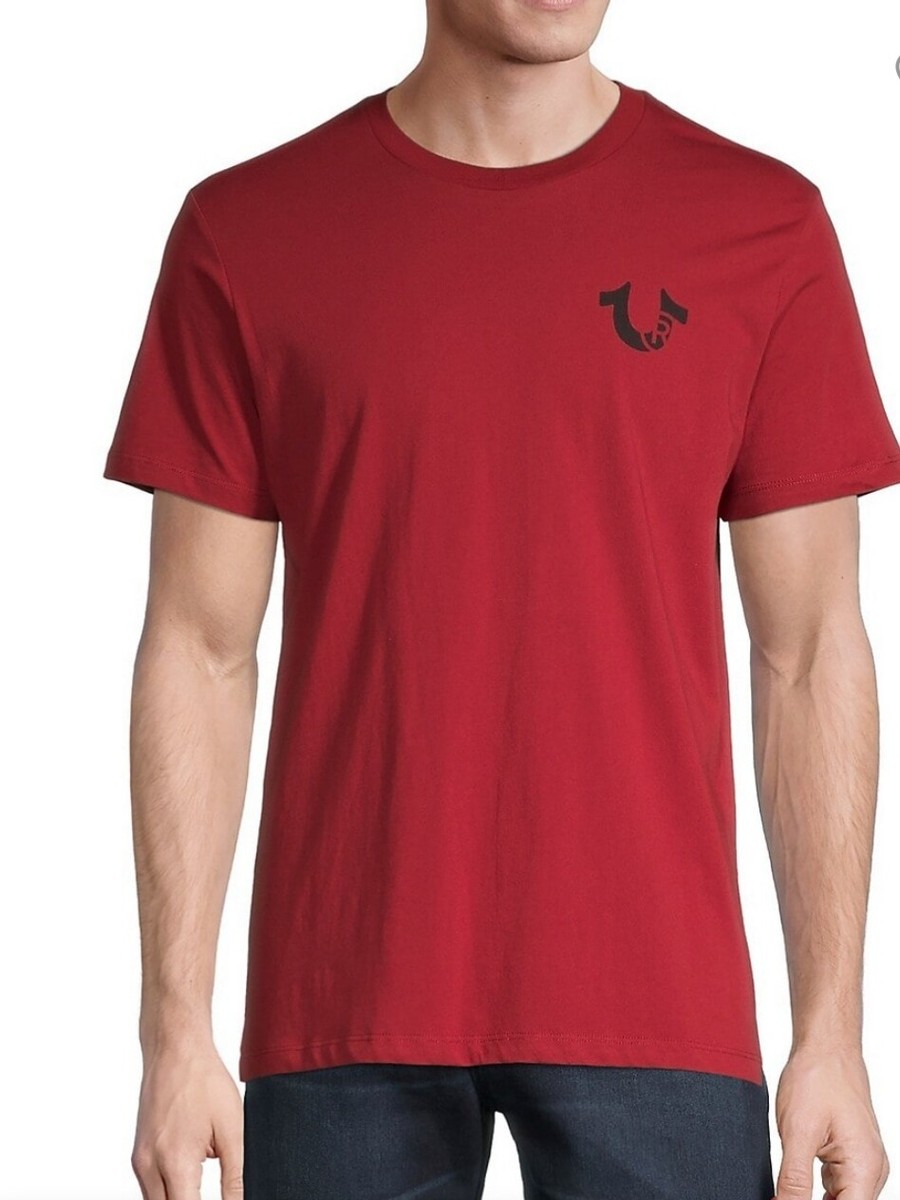関税込み♪【TRUE RELIGION】GROOVY ロゴ★Tシャツ True Religion 2XL Branded Graphic Tee Red Dahlia Logo 100