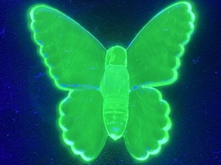Green Vaseline glass butterfly insect monarch glow moth animal uranium glows art