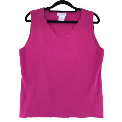 Pierre Cardin Womens Size XL Sweater Tank Swanktop Barbie Bright Pink Vintage
