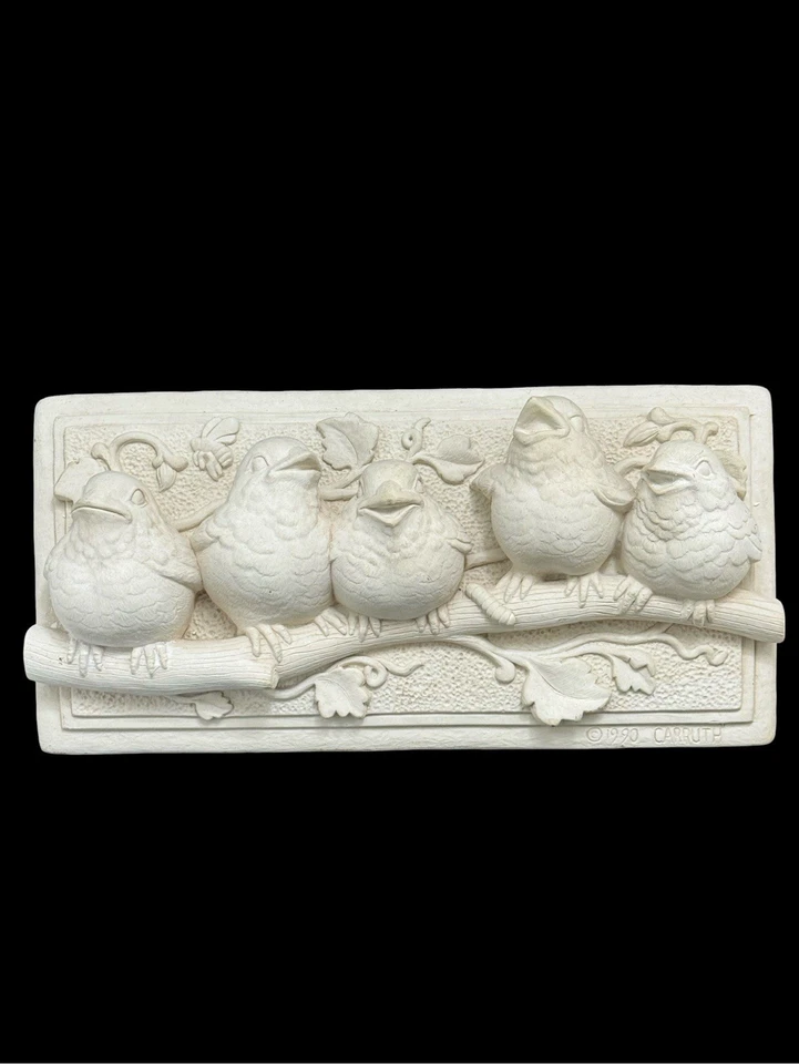 "Placa Carruth Studio Baby Birds 1990 hogar jardín fundido a mano vintage 11,5"" X 5,75""" Foto 4 de 4