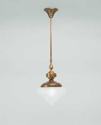 Pendelleuchte KüChe Jugendstil Messing Glas Rund Ø28 Cm E27 HäNgelampe Esstisch-image
