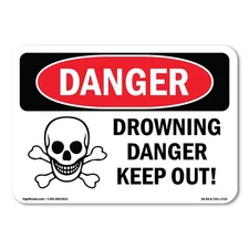 Drowning Danger Keep Out! ANSI Danger Sign Metal Plastic Decal