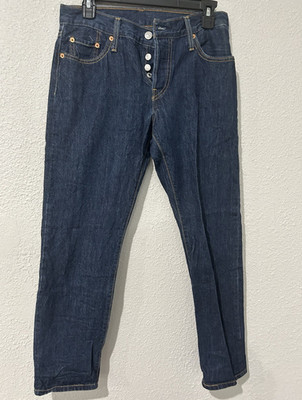 Levi's Women's Dark Wash Blue Denim Tapered Jeans Button Fly 5-Pocket size 25