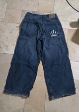 Vintage JNCO Jeans Mens 34x30 Blue Crown Tribal Wide Leg Y2K Skater Denim