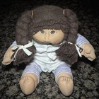 1982 Coleco Cabbage Patch Kids Plush Doll Brown Hair Pigtails Brown Eyes Dimples