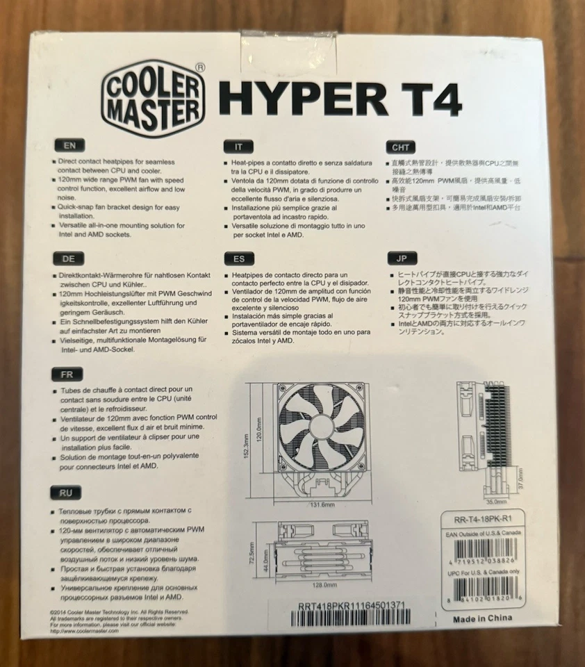Cooler Master HYPER T4 Rr-t4-18pk-r1 120mm CPU Fan for Intel and AMD Sockets - Image 2 of 3