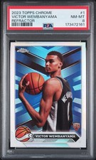 2023 TOPPS CHROME REFRACTOR #1 VICTOR WEMBANYAMA ROOKIE RC PSA 8