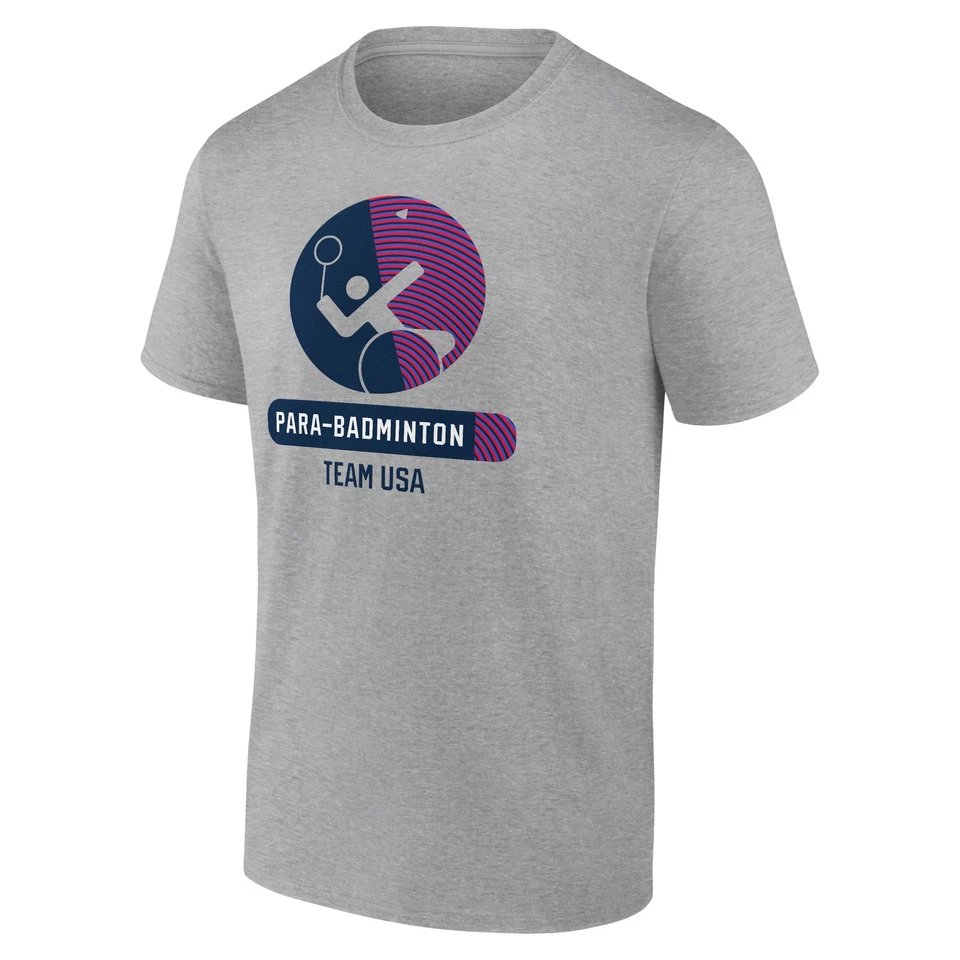 Camiseta para hombre gris jaspeado bádminton paralímpico victoria radiante de Estados Unidos Foto 2 de 3