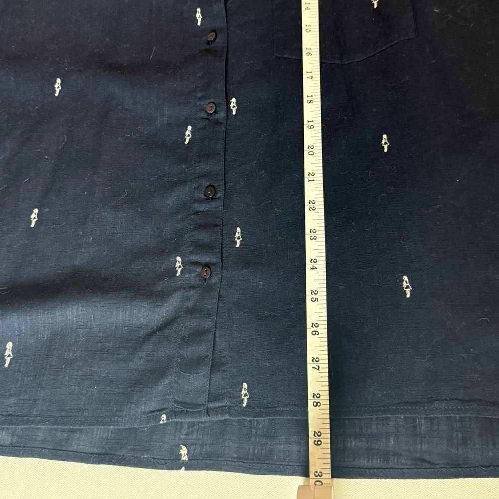 ZARA Basic Navy Embroidered Button Down Shirt Lon… - image 7