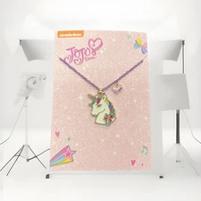 JoJo Siwa Unicorn Shaped Pendant With Purple Heart  Necklace Jewelry NEW