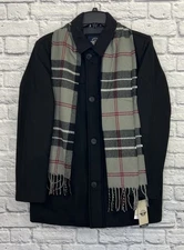 DOCKERS MEN’S BLACK PEACOAT WITH SCARF SIZE L