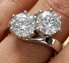 2 Ct Ice White Round Cut Real Moissanite Engagement Ring Sterling Silver Size 7