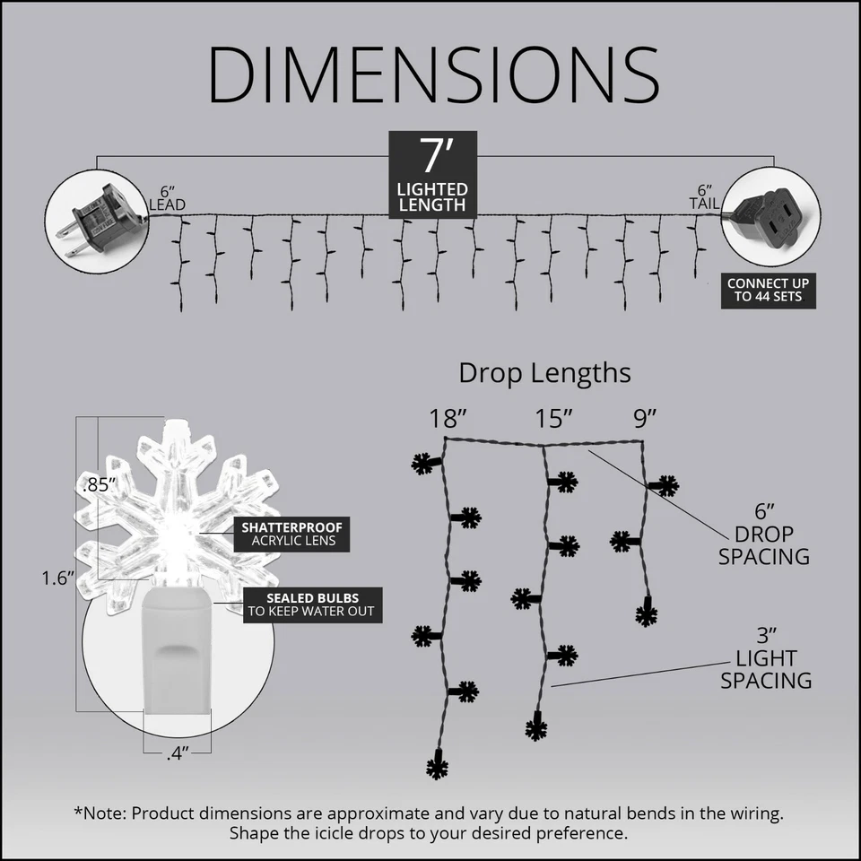 Luces de Navidad LED blancas frescas para copo de nieve hielo alambre blanco luces navideñas decoración Foto 4 de 4