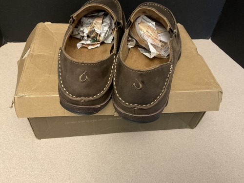 New! Mens Olukai Moloa Leather Slip On Shoes - Dark Wood / Dark Java. Size 8.5. - Picture 7 of 9