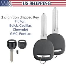 2 For Brand New Replacement Transponder Ignition Chip Key Uncut Blade Blank