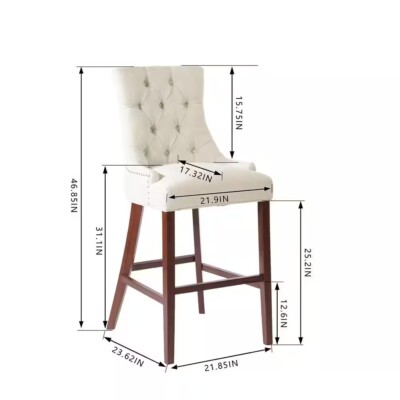  StyleWell Nutton - H WB Bakerford Beige Upholstered Bar Stool w/Back (Set of 2)