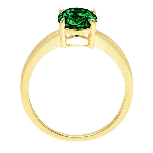 2.5Ct Oval Cut Simulated Emerald Solitaire Engagement Ring, 14K Yellow Gold - Picture 9 of 11