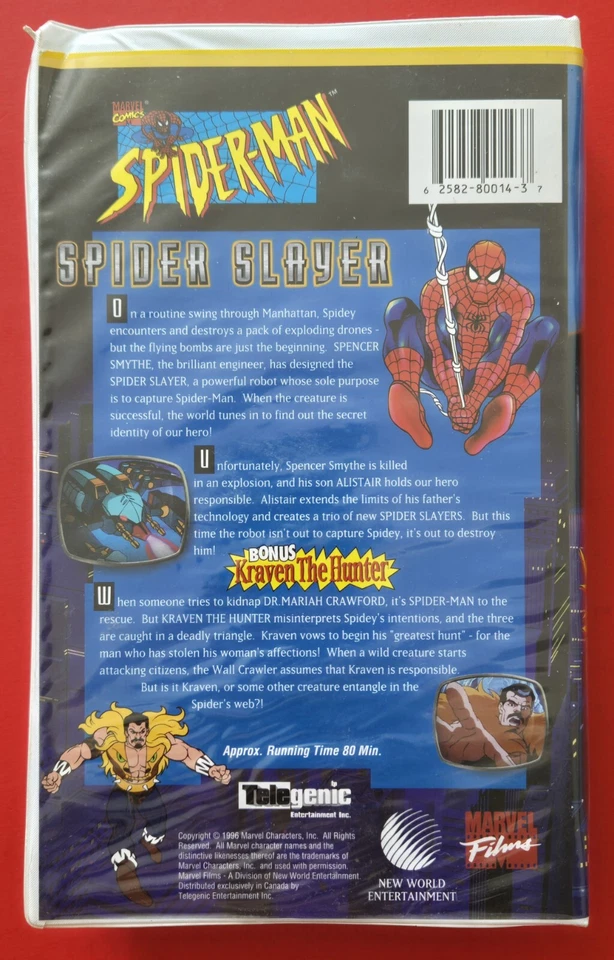 Spiderman Spider Slayer VHS Clamshell Kraven Hunter Marvel Films 1996 USA SELLER - Image 2 of 4