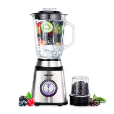 2 in 1 Speisekanne Glas 1,5L Smoothie Mixer Kaffee/Gewürzmühle Ice Crusher - Neu