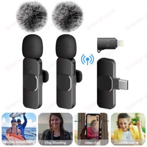Type C / iOS Wireless Lavalier Microphone Audio Video Recording Mic For iPhone