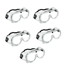 5 Packs ANSI CE Certified Chemical Splash Anti Fog Scratch Clear Safety Goggles